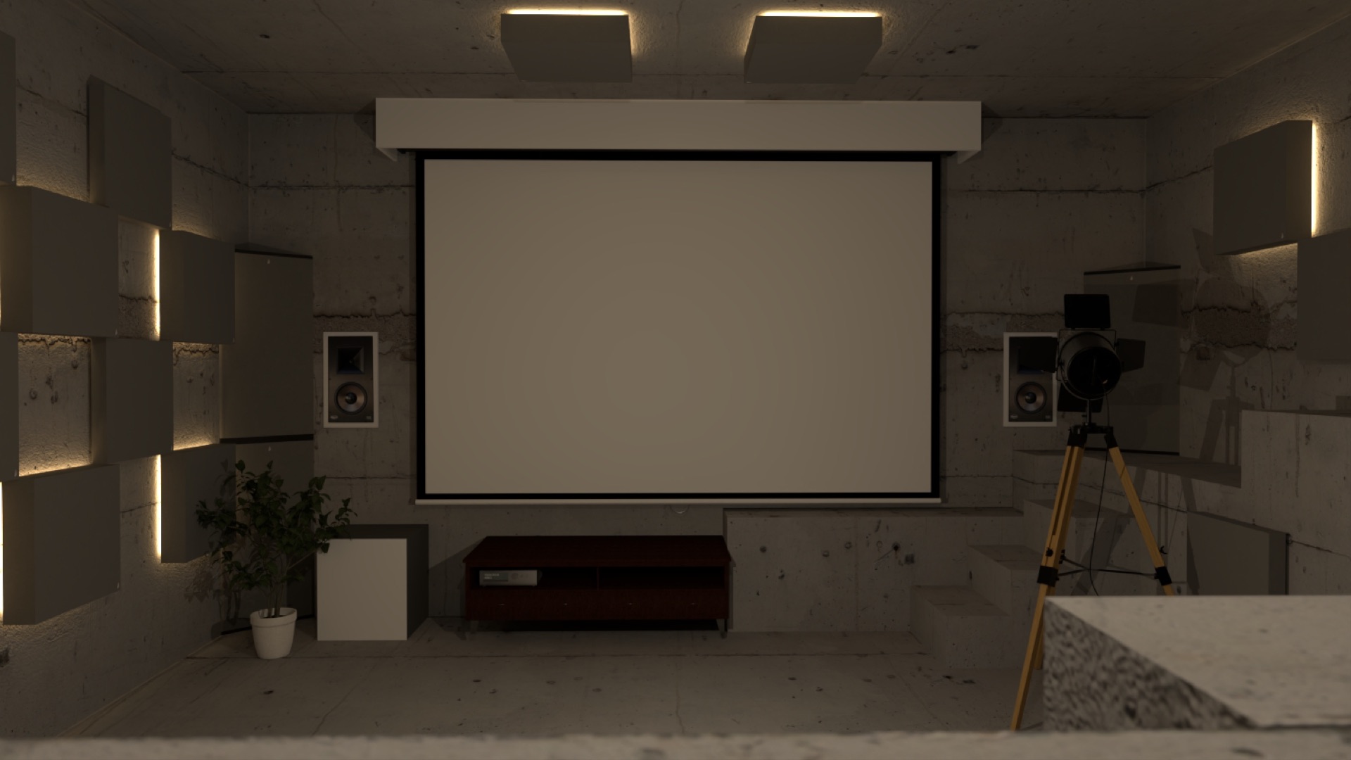 Heimkino mit Akustikpaneelen, Projektvisualisierung