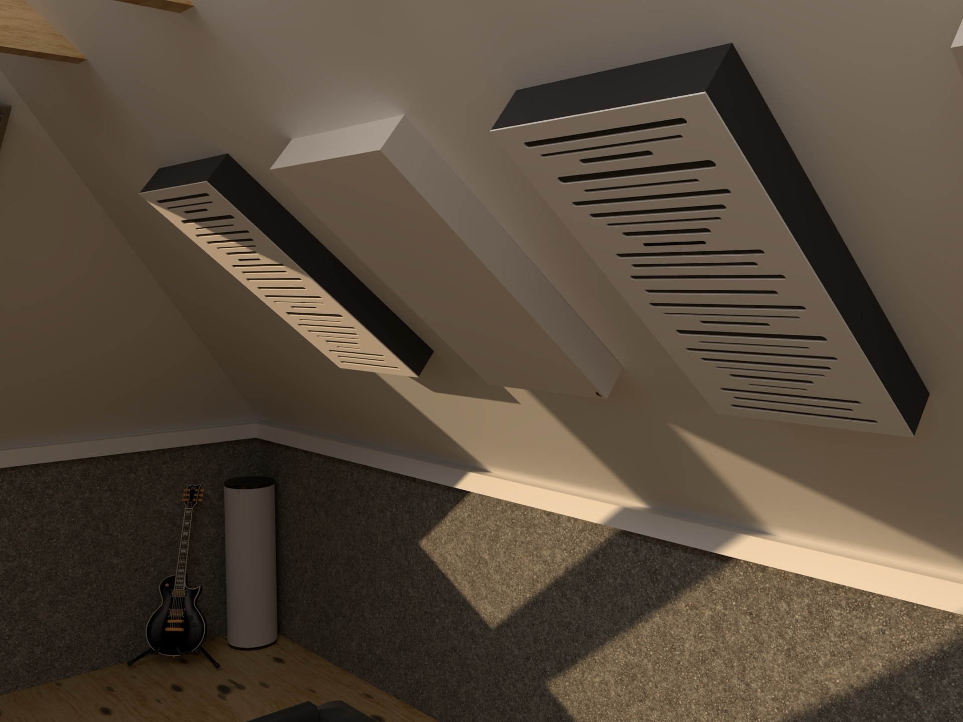 Dachboden-Studio mit einem SKYLINE City Diffusor, Projektvisualisierung