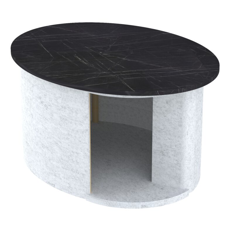 Akustische Hundehöhle / Couchtisch - Dunkler Marmor, 2. White Marble, Größe M