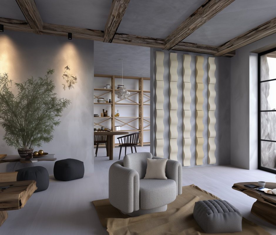 Eine wellige Komposition in einem modernen Wohnzimmer