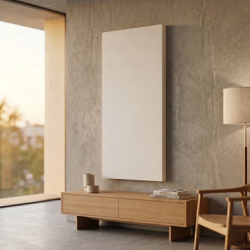 Eine horizontale Foamly-Rectangle-Anordnung an einer langen Wand
