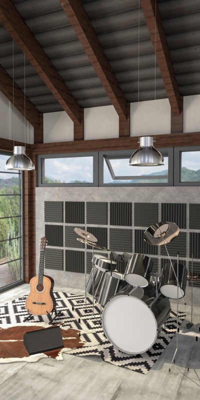 Riff-Paneele in einem Heimstudio