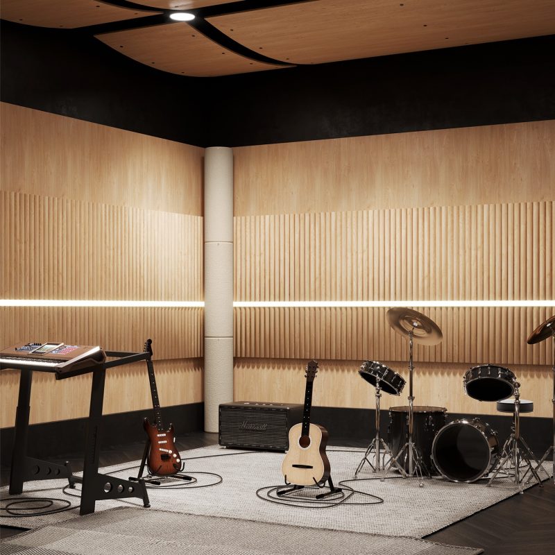 Die Bassfalle Standard in der Ecke eines Homestudios