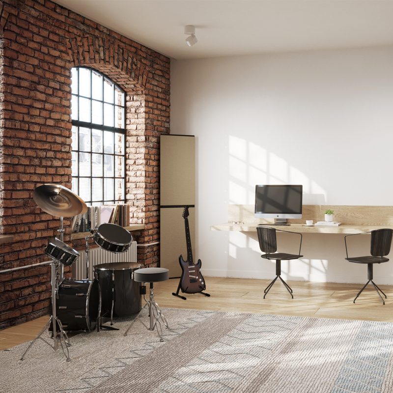 Die dreieckige Bassfalle in der Ecke eines professionellen Studios