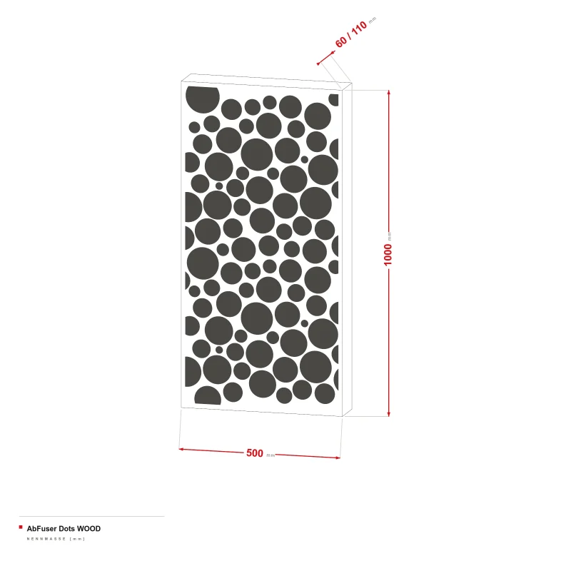 AbFuser Dots Wood - Maßzeichnung 100 × 50 cm, Stärke 6/11 cm