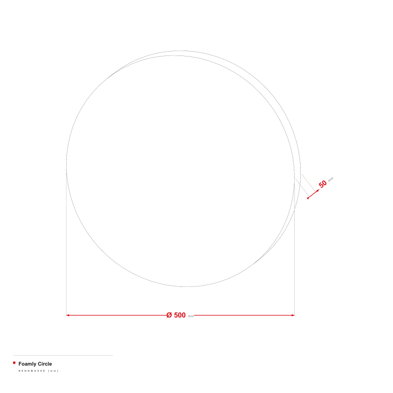 Foamly Circle - Maßzeichnung Ø 500 mm, Stärke 50 mm