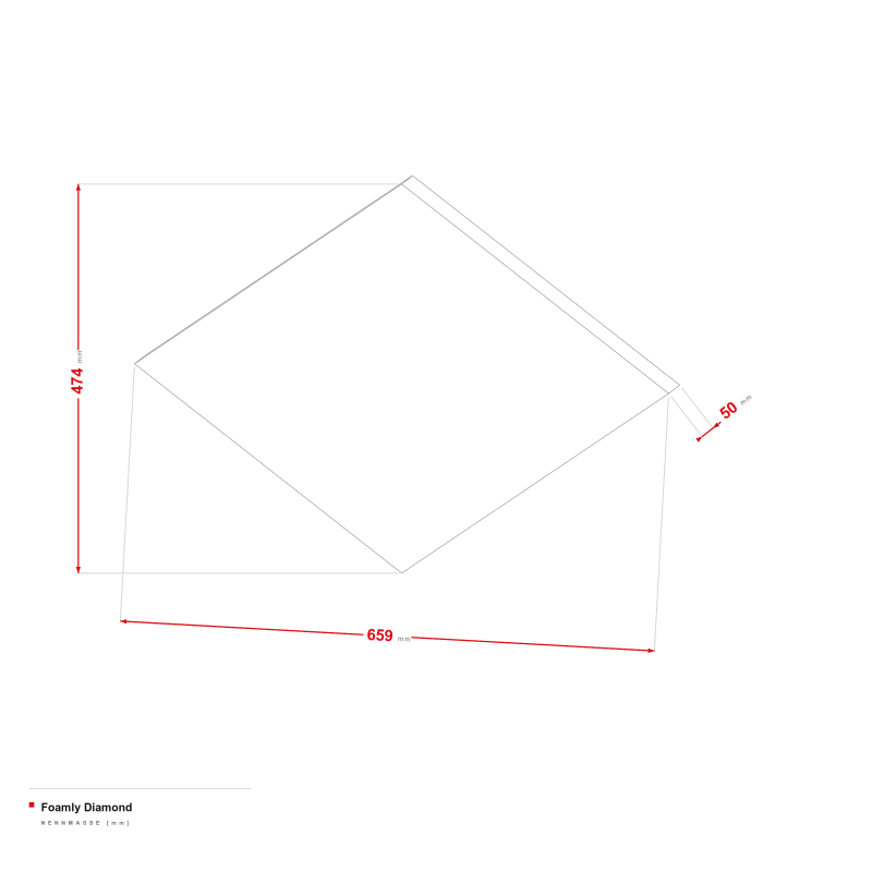 Foamly Diamond - Maßzeichnung 659 × 474 mm, Stärke 50 mm
