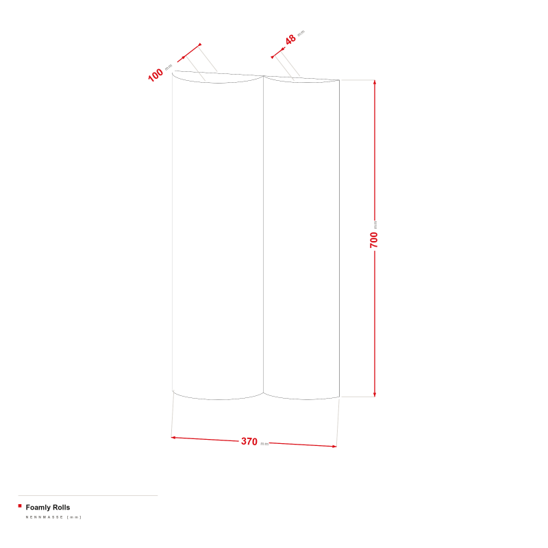 Foamly Rolls - Maßzeichnung 370 × 700 mm